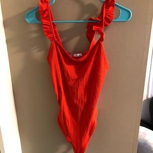Zara Bodysuit Ruffles Red Size Small Women’s